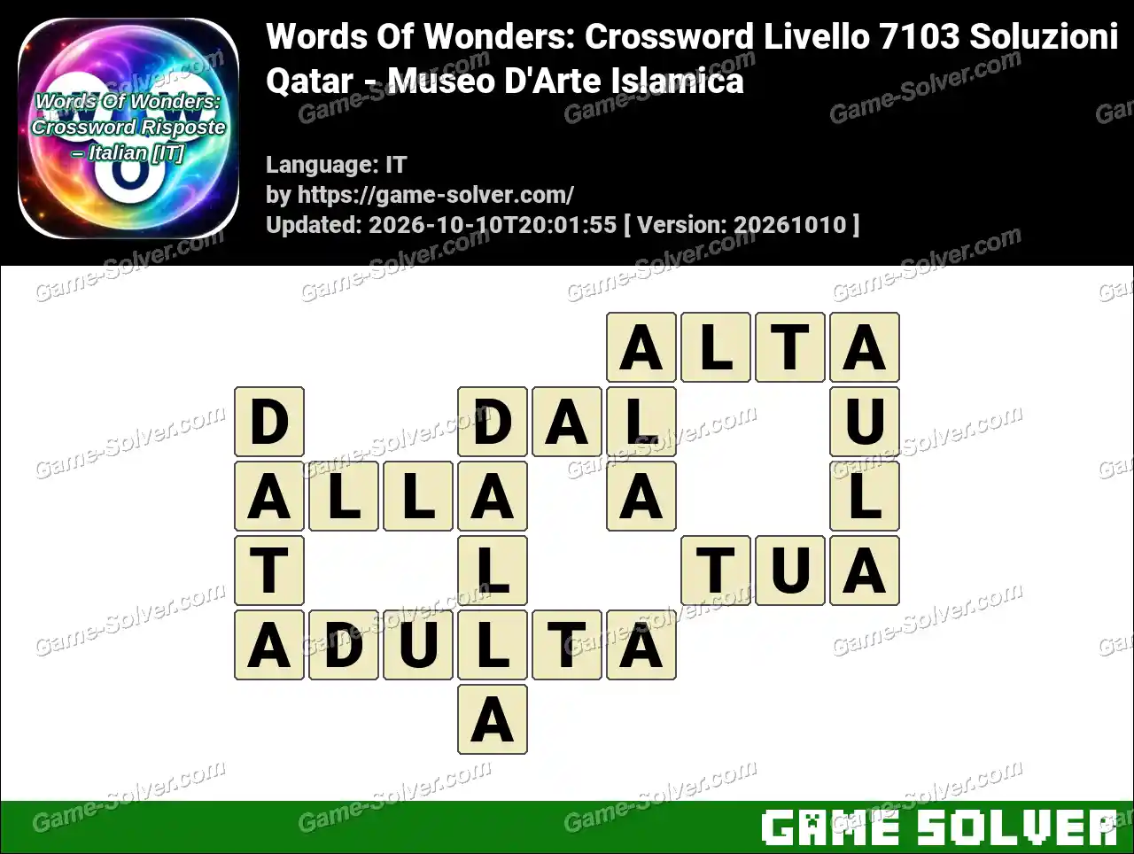 Words Of Wonders: Crossword Livello 7103 Soluzioni – Qatar – Museo D’Arte Islamica